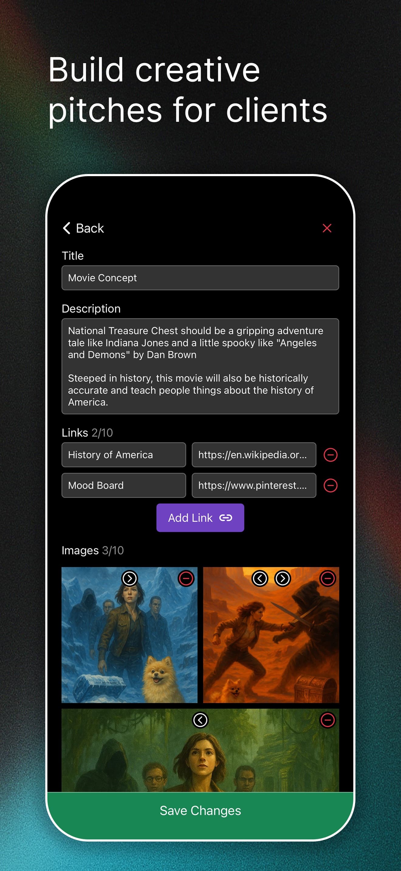 Build creative pitches